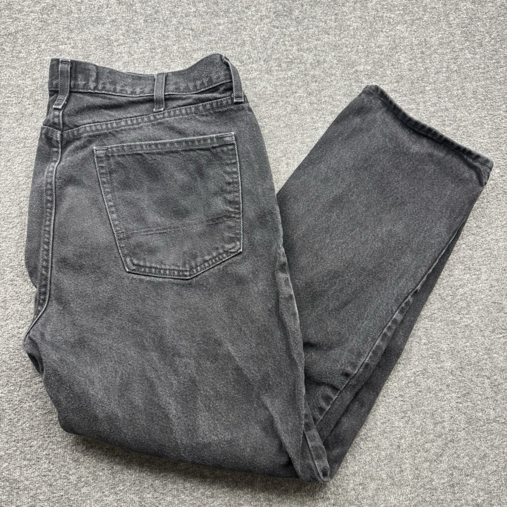 ARIZONA JEANS CO BLACK RELAXED STRAIGHT DENIM BLACK PANTS SZ‎ 40X30 Vtg